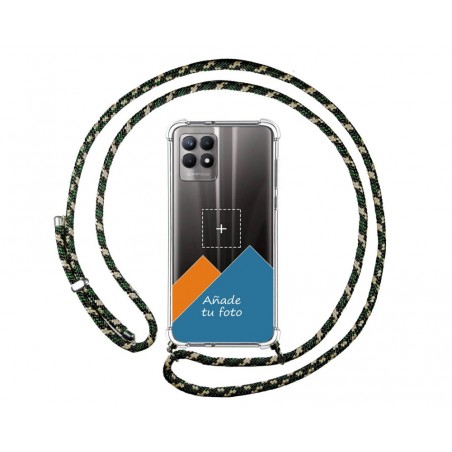 Personaliza tu Funda Colgante Transparente para Realme 8i con Cordon Verde / Dorado Dibujo Personalizada