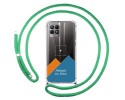 Personaliza tu Funda Colgante Transparente para Realme 8i con Cordon Verde Agua Dibujo Personalizada