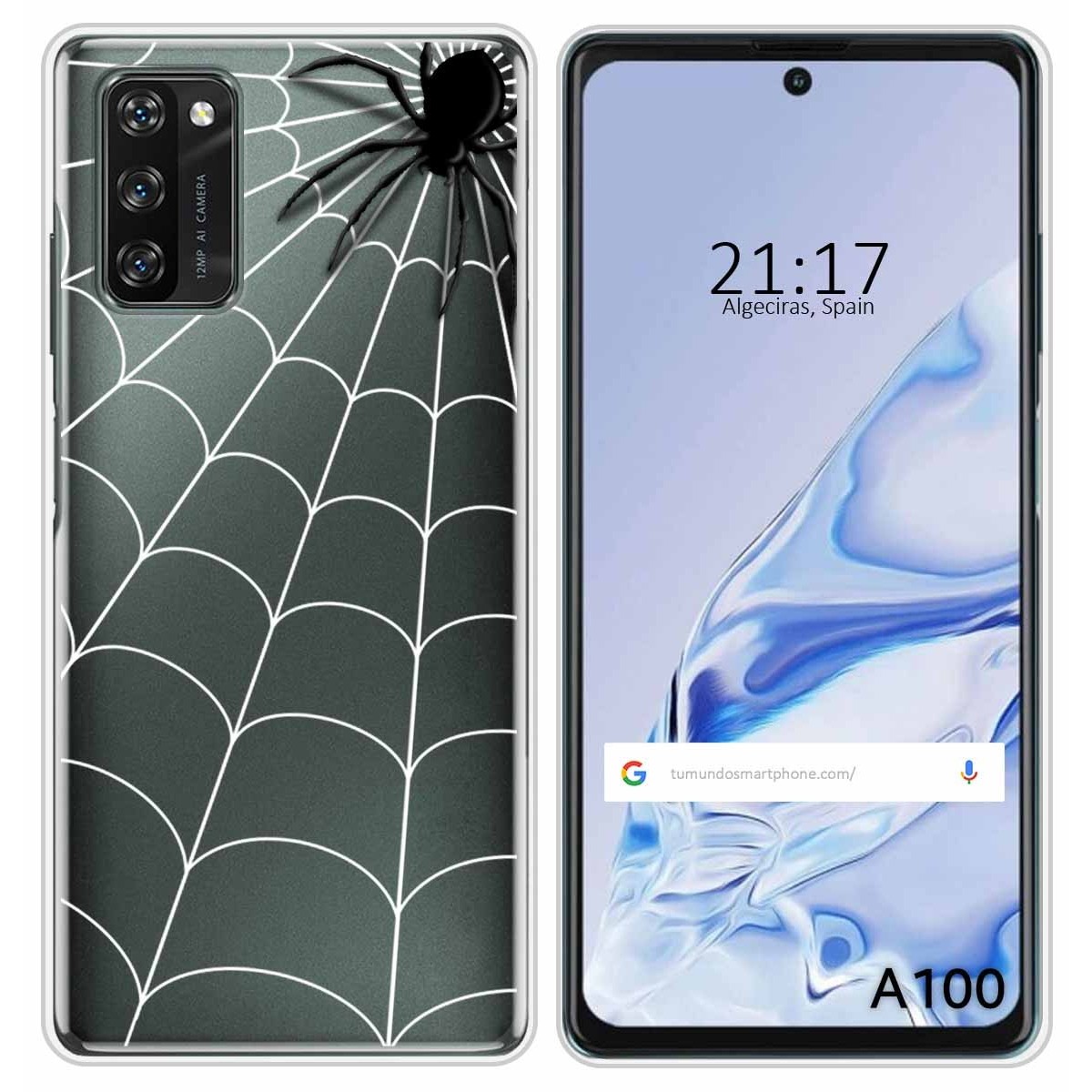 Funda Silicona Transparente para Blackview A100 diseño Araña Dibujos