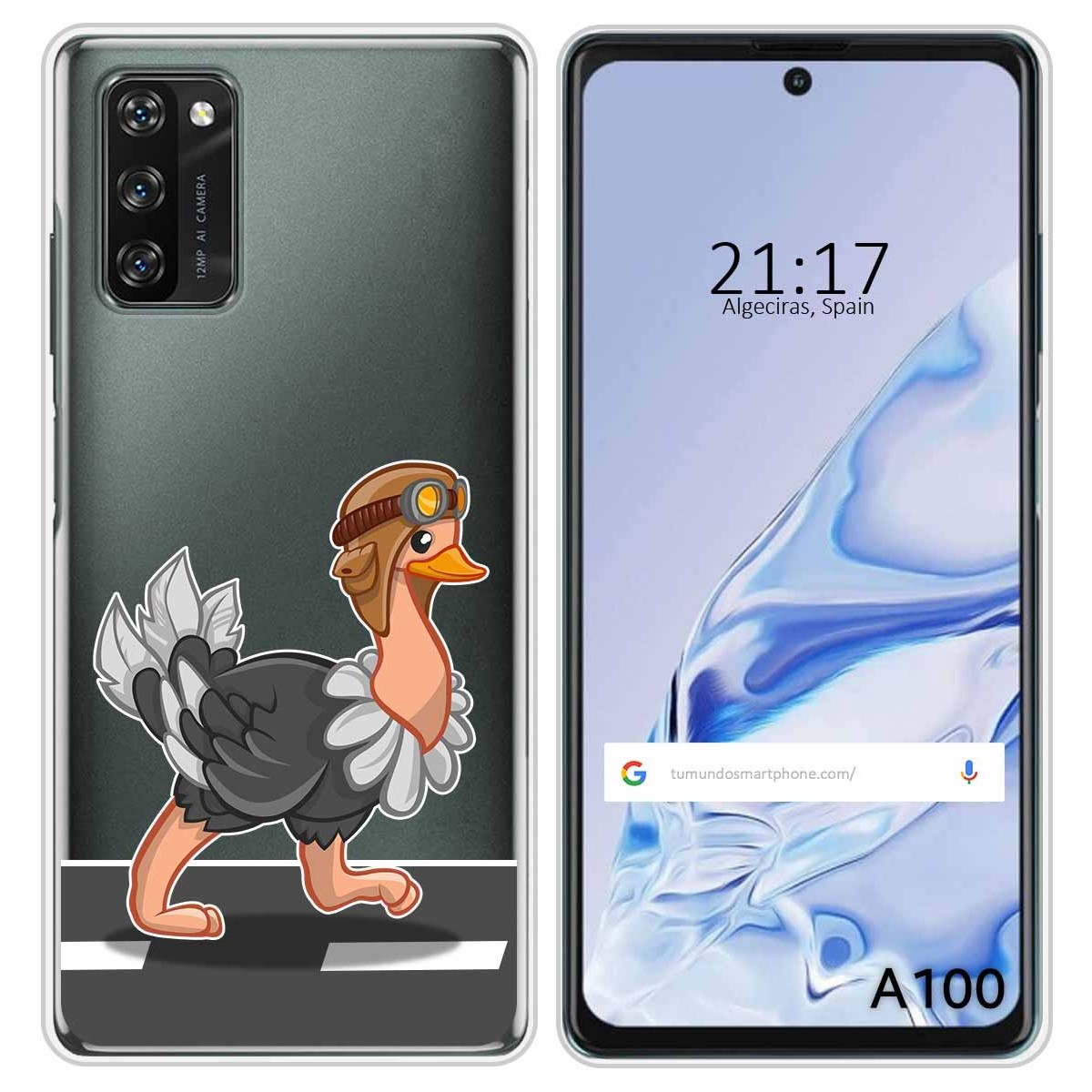 Funda Silicona Transparente para Blackview A100 diseño Avestruz Dibujos