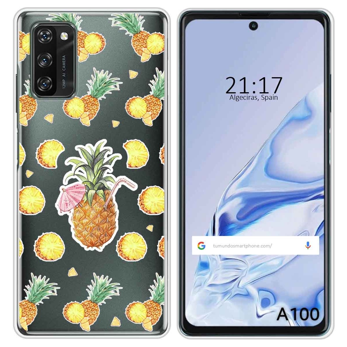 Funda Silicona Transparente para Blackview A100 diseño Piña Dibujos