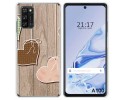 Funda Silicona para Blackview A100 diseño Corazones Madera Dibujos