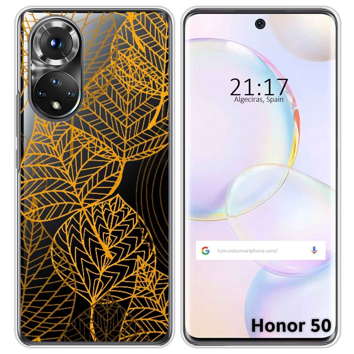 Funda Silicona Transparente para Huawei Nova 9 / Honor 50 5G diseño Hojas Dibujos