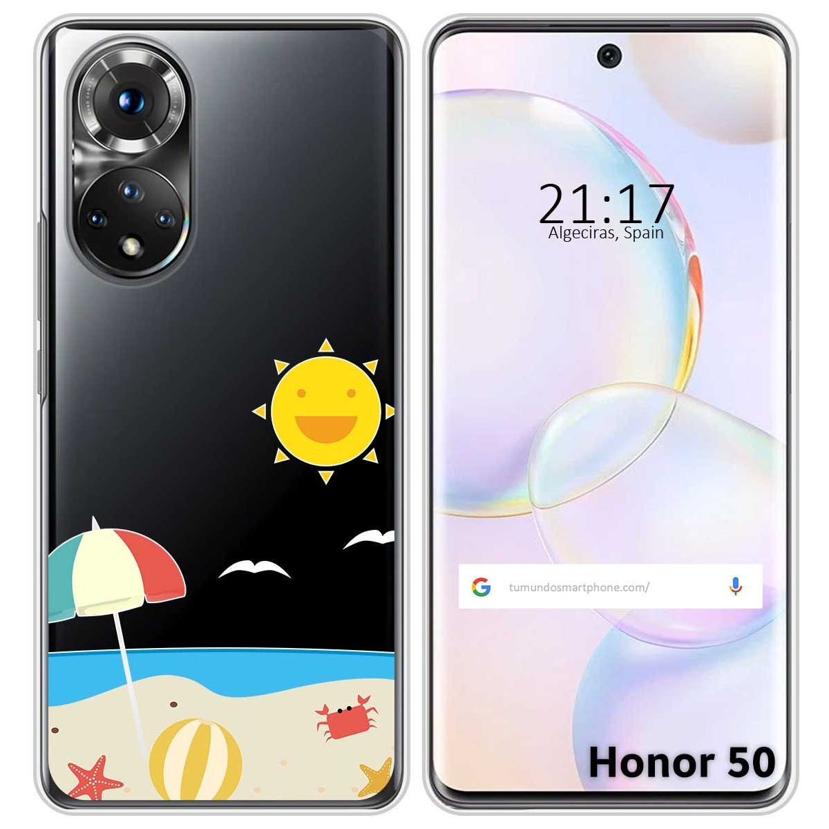 Funda Silicona Transparente para Huawei Nova 9 / Honor 50 5G diseño Playa Dibujos