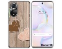 Funda Silicona para Huawei Nova 9 / Honor 50 5G diseño Corazones Madera Dibujos