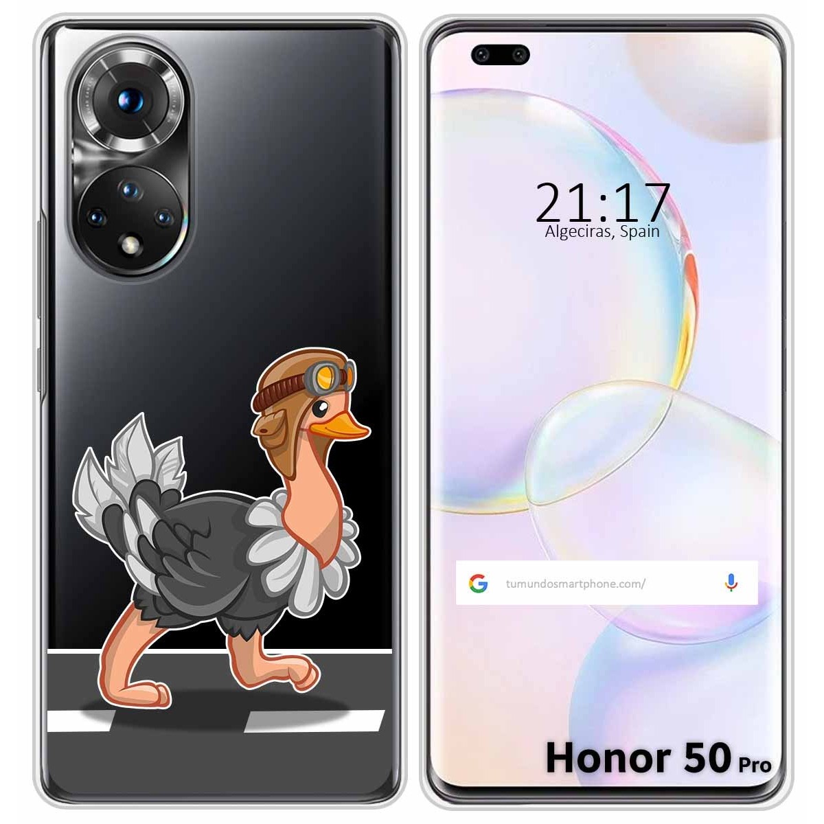 Funda Silicona Transparente para Huawei Honor 50 Pro 5G diseño Avestruz Dibujos