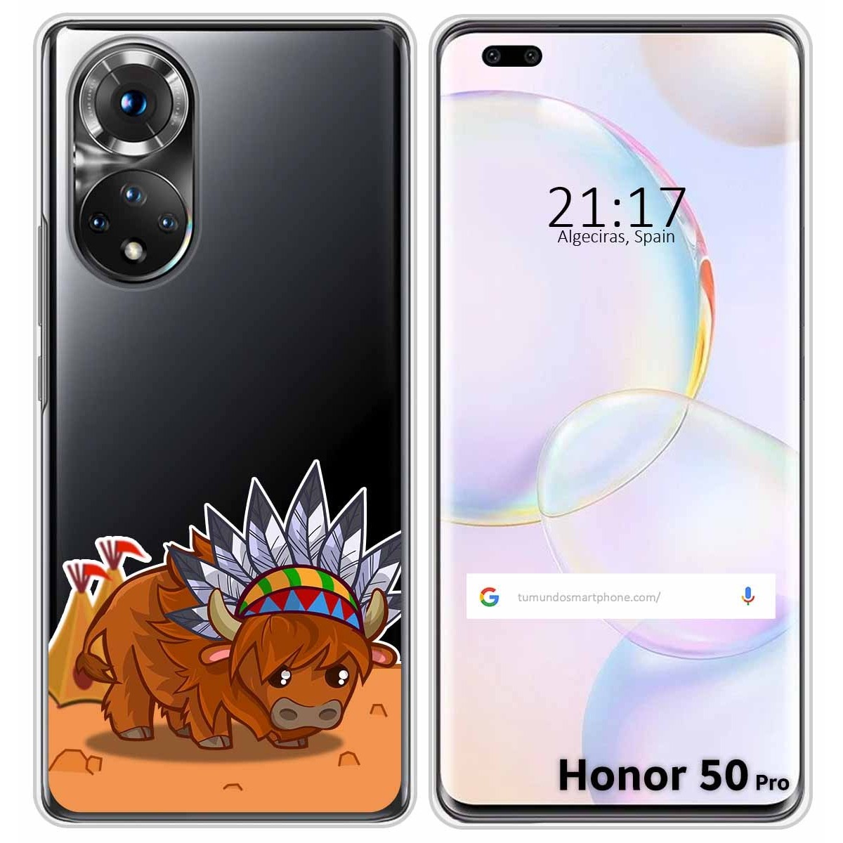 Funda Silicona Transparente para Huawei Honor 50 Pro 5G diseño Bufalo Dibujos