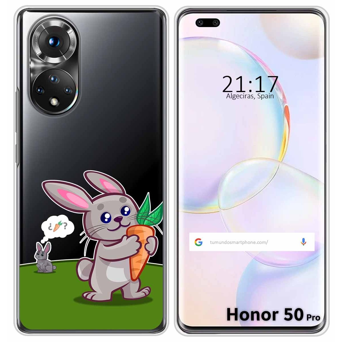 Funda Silicona Transparente para Huawei Honor 50 Pro 5G diseño Conejo Dibujos