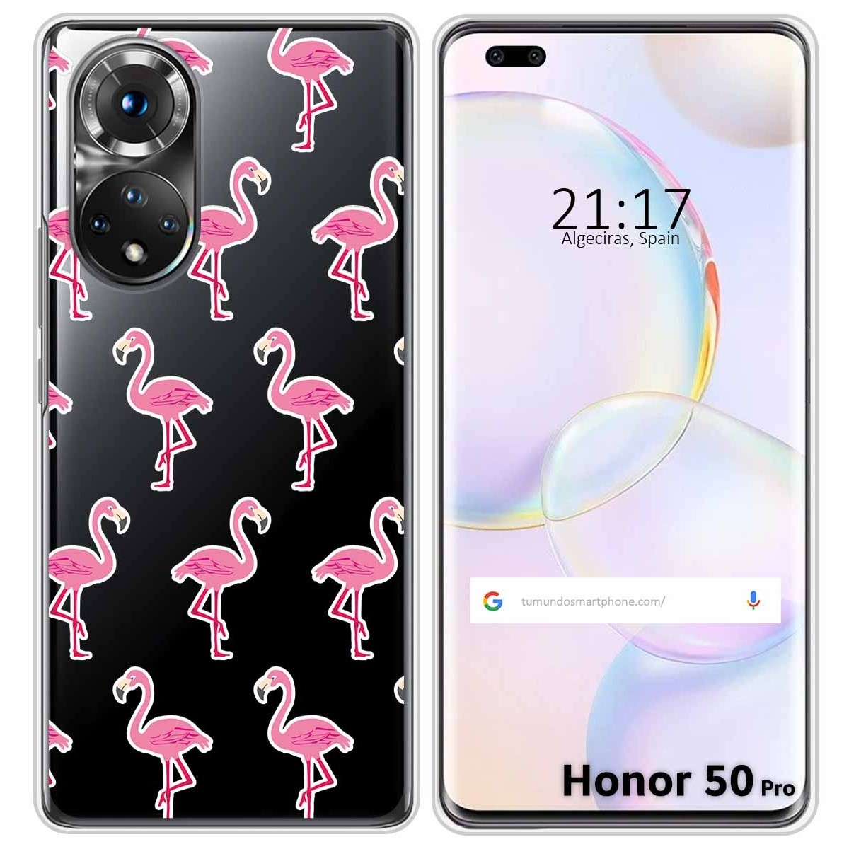Funda Silicona Transparente para Huawei Honor 50 Pro 5G diseño Flamenco Dibujos
