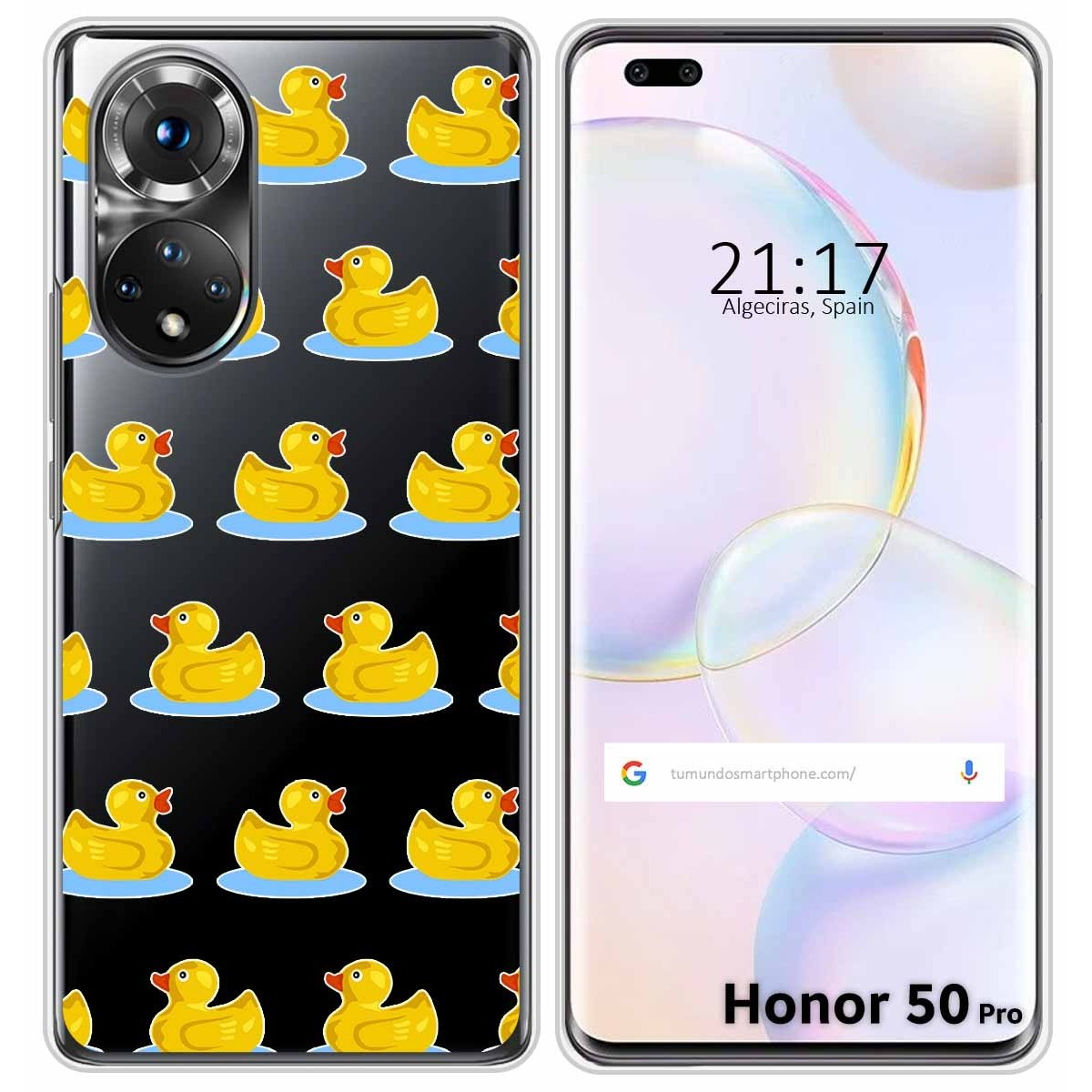 Funda Silicona Transparente para Huawei Honor 50 Pro 5G diseño Pato Dibujos