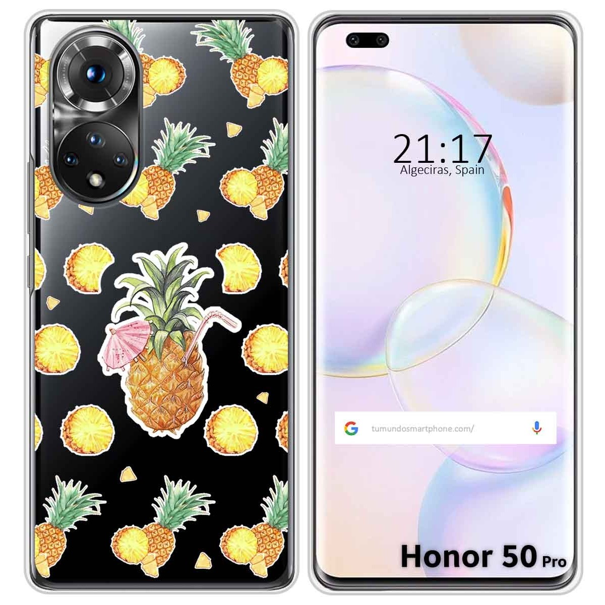 Funda Silicona Transparente para Huawei Honor 50 Pro 5G diseño Piña Dibujos