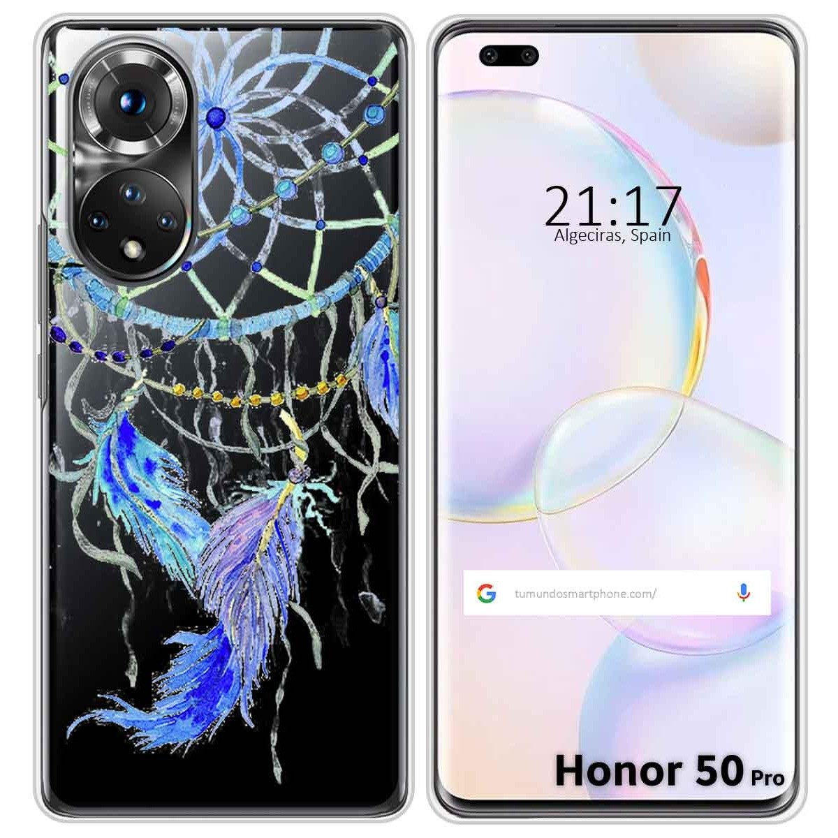Funda Silicona Transparente para Huawei Honor 50 Pro 5G diseño Plumas Dibujos
