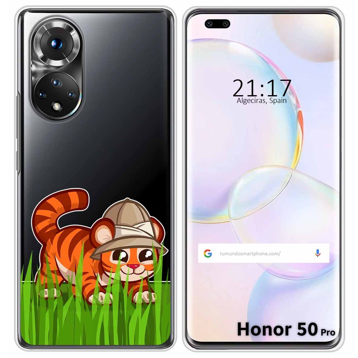 Funda Silicona Transparente para Huawei Honor 50 Pro 5G diseño Tigre Dibujos