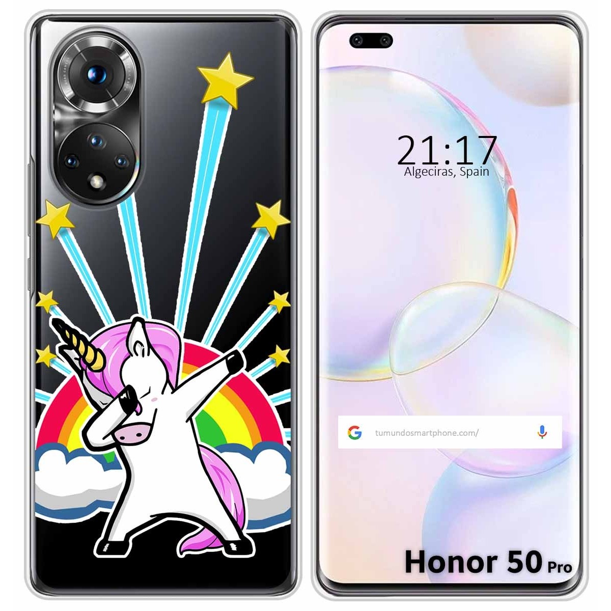 Funda Silicona Transparente para Huawei Honor 50 Pro 5G diseño Unicornio Dibujos