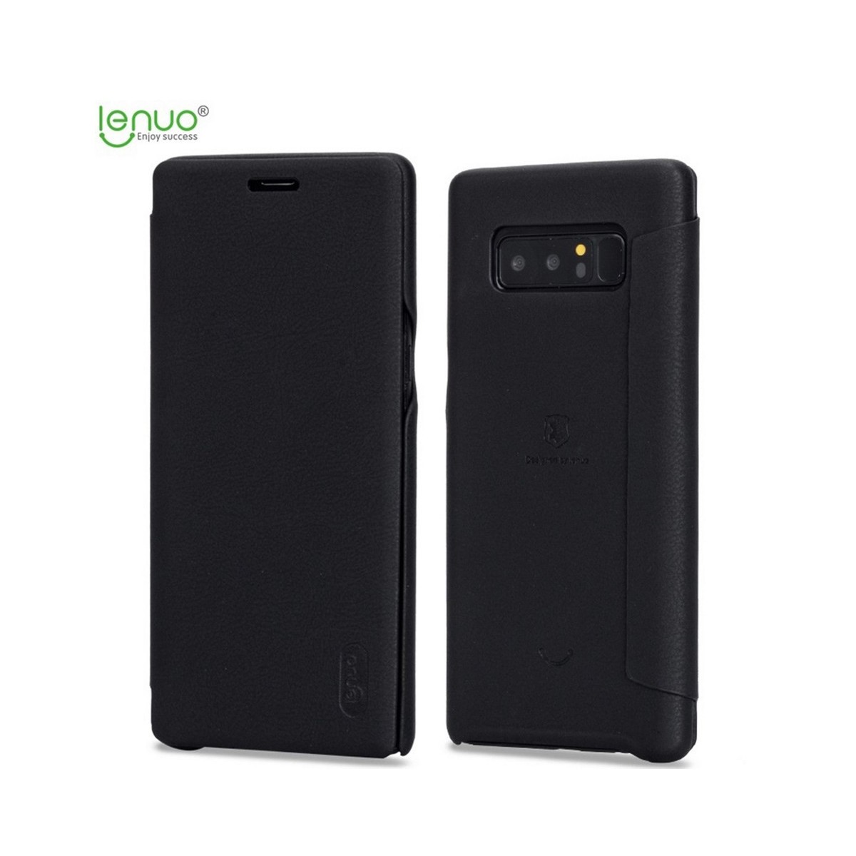 Funda Piel Flip Negra Marca Lenuo para Samsung Galaxy Note 8