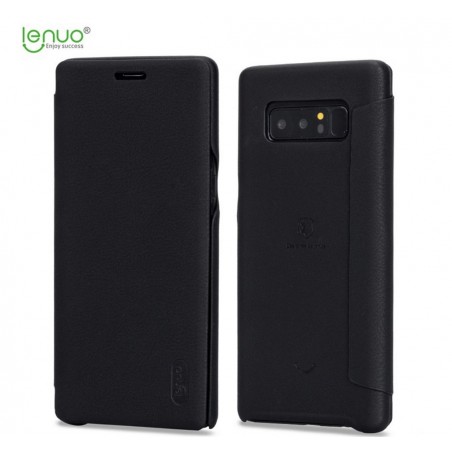 Funda Piel Flip Negra Marca Lenuo para Samsung Galaxy Note 8