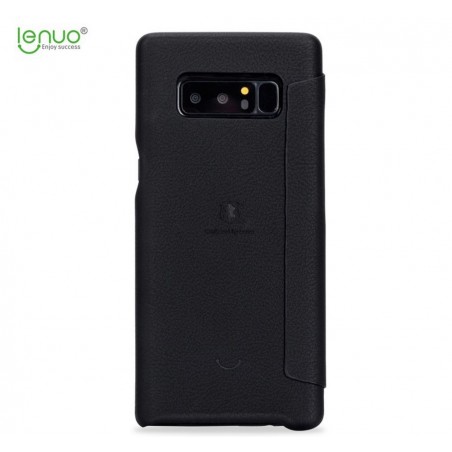 Funda Piel Flip Negra Marca Lenuo para Samsung Galaxy Note 8