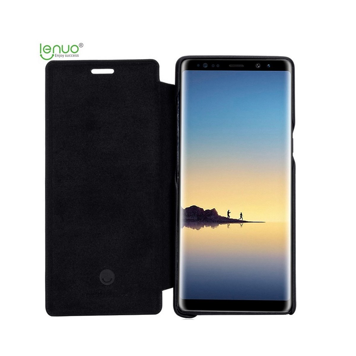 Funda Piel Flip Negra Marca Lenuo para Samsung Galaxy Note 8