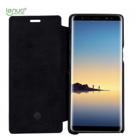 Funda Piel Flip Negra Marca Lenuo para Samsung Galaxy Note 8