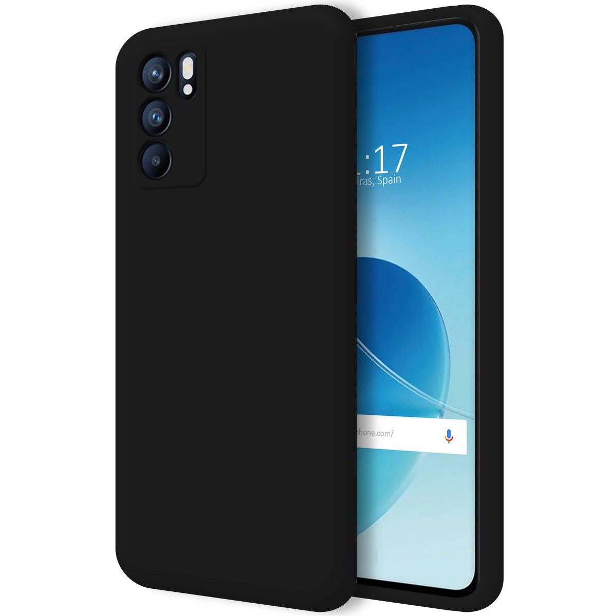 Funda Silicona Líquida Ultra Suave para Oppo Reno 6 5G color Negra