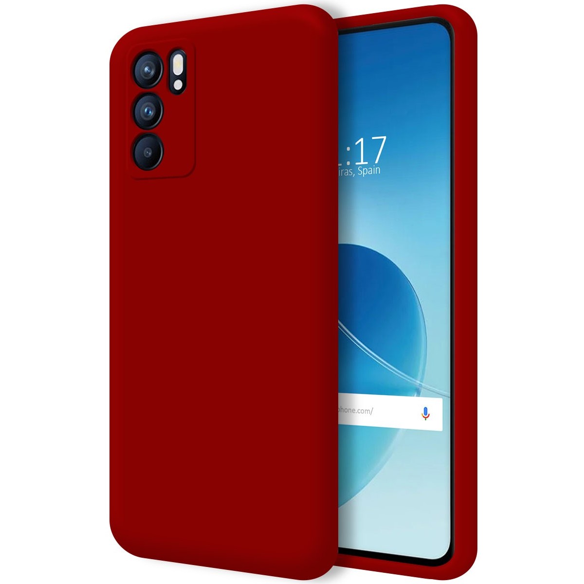 Funda Silicona Líquida Ultra Suave para Oppo Reno 6 5G color Roja