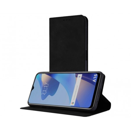 Funda Polipiel con tarjetero para Oppo A16 / A16s color Negra