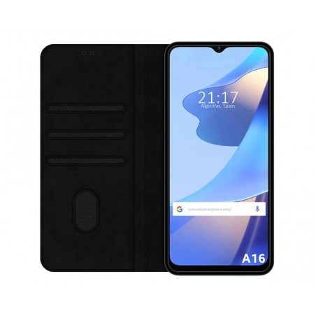 Funda Polipiel con tarjetero para Oppo A16 / A16s color Negra