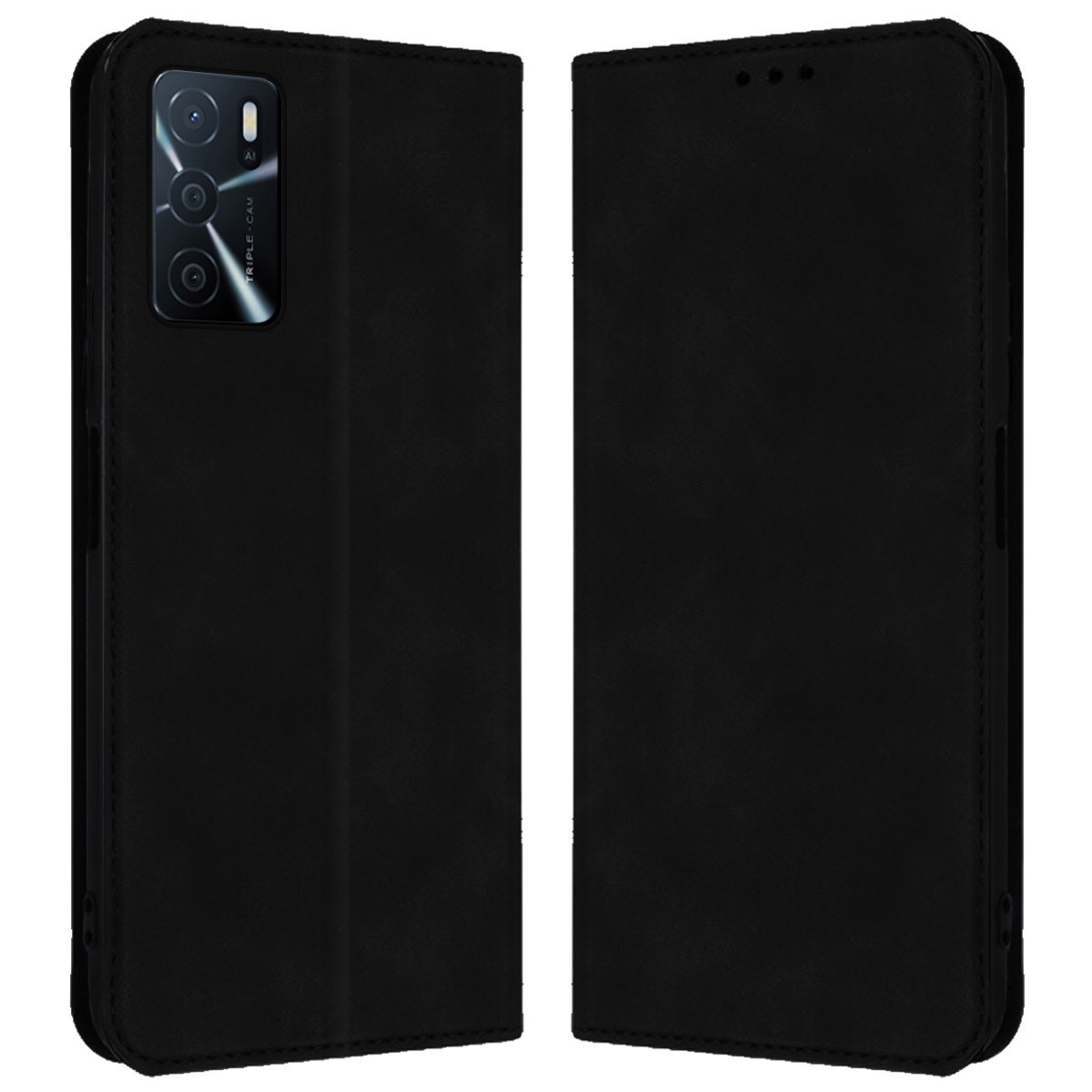 Funda Polipiel con tarjetero para Oppo A16 / A16s color Negra