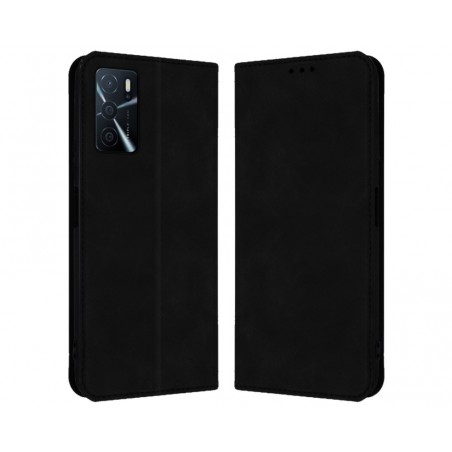 Funda Polipiel con tarjetero para Oppo A16 / A16s color Negra
