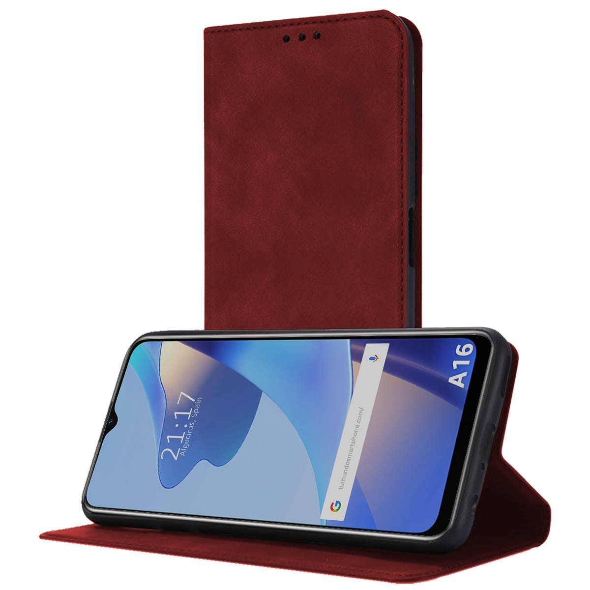 Funda Polipiel con tarjetero para Oppo A16 / A16s color Roja