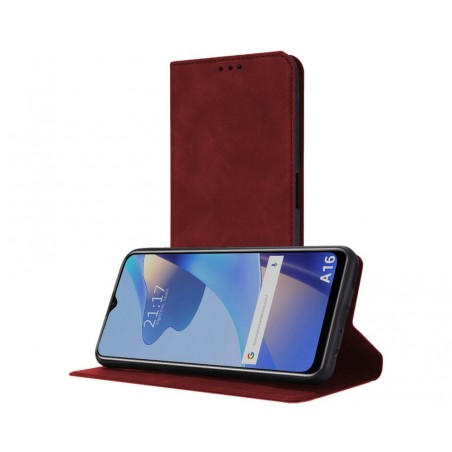 Funda Polipiel con tarjetero para Oppo A16 / A16s color Roja