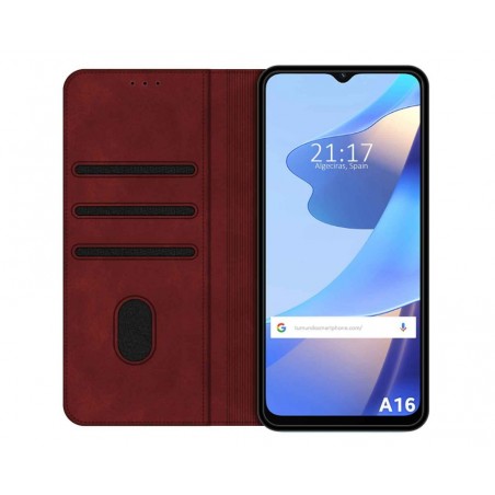 Funda Polipiel con tarjetero para Oppo A16 / A16s color Roja