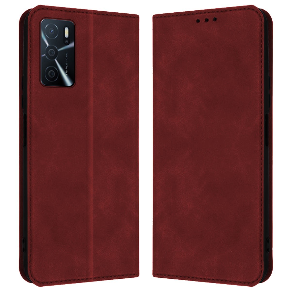 Funda Polipiel con tarjetero para Oppo A16 / A16s color Roja