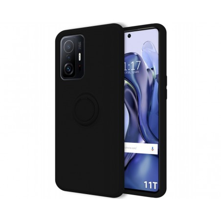 Funda Silicona Líquida Ultra Suave con Anillo para Xiaomi 11T 5G / 11T Pro 5G color Negra