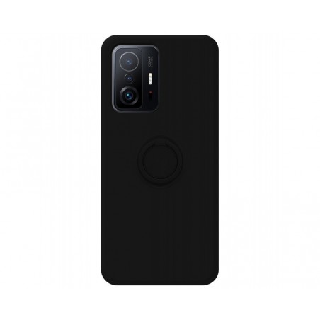 Funda Silicona Líquida Ultra Suave con Anillo para Xiaomi 11T 5G / 11T Pro 5G color Negra