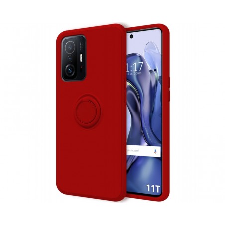 Funda Silicona Líquida Ultra Suave con Anillo para Xiaomi 11T 5G / 11T Pro 5G color Roja