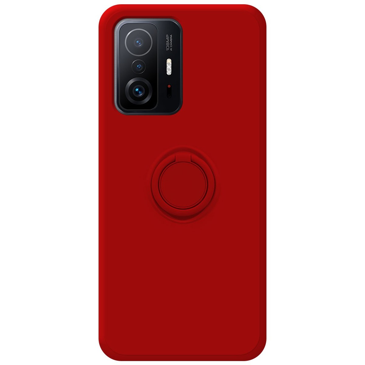 Funda Silicona Líquida Ultra Suave con Anillo para Xiaomi 11T 5G / 11T Pro 5G color Roja