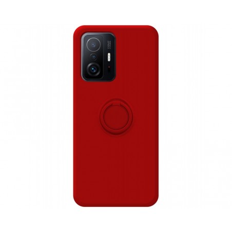 Funda Silicona Líquida Ultra Suave con Anillo para Xiaomi 11T 5G / 11T Pro 5G color Roja