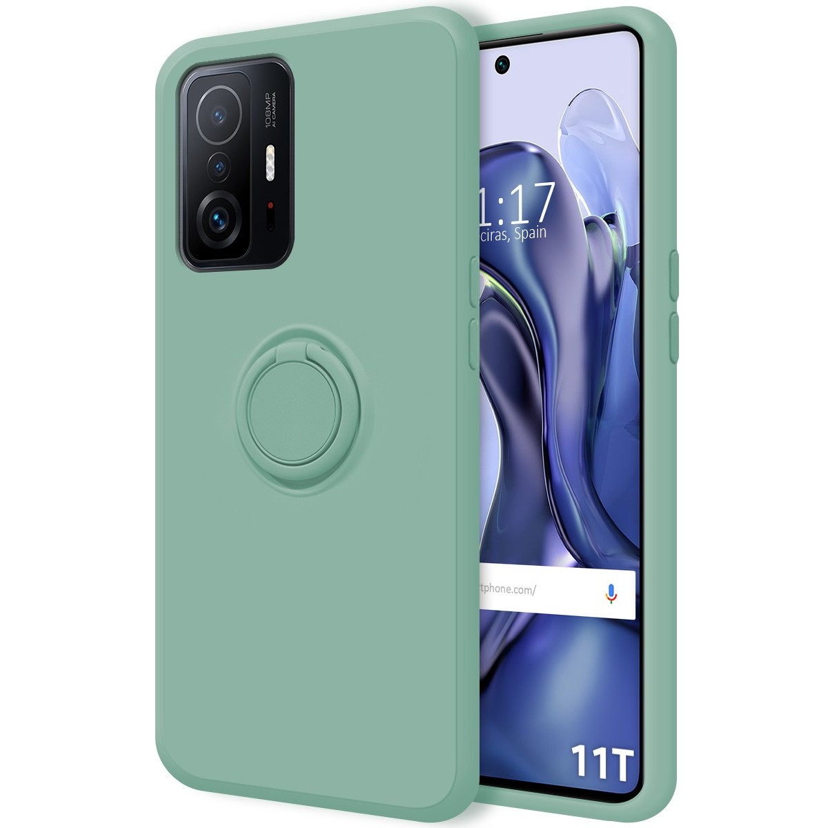 Funda Silicona Líquida Ultra Suave con Anillo para Xiaomi Mi 11T 5G / Mi 11T 5G Pro color Verde