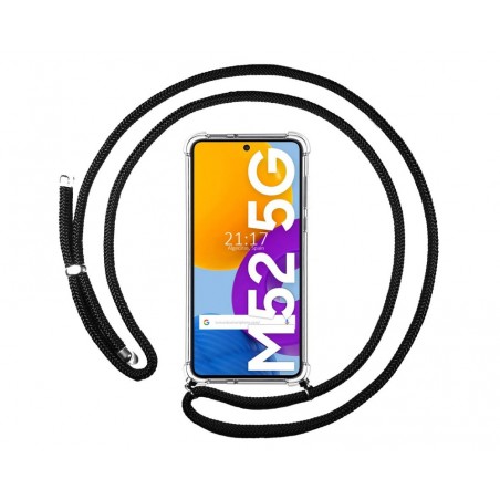 Funda Colgante Transparente para Samsung Galaxy M52 5G con Cordon Negro