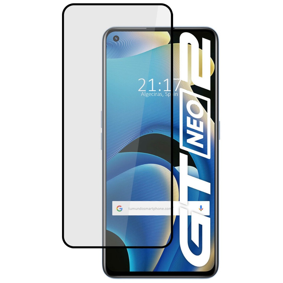 Protector Cristal Templado Completo 5D Full Glue Negro para Realme GT NEO 2 5G Vidrio