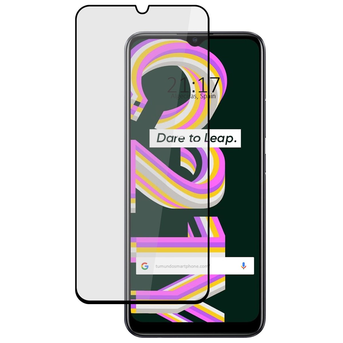 Protector Cristal Templado Completo 5D Full Glue Negro para Realme C21Y / C25Y Vidrio