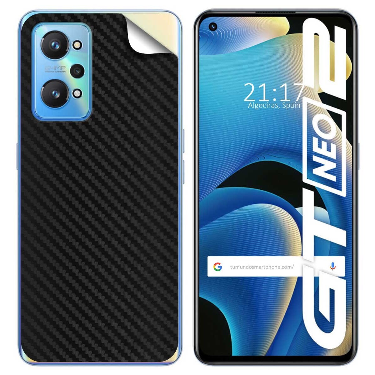 Pegatina Vinilo Autoadhesiva Textura Carbono para Realme GT NEO 2 5G