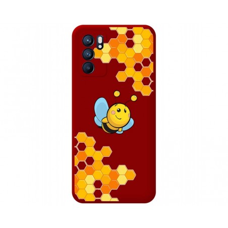 Funda Silicona Líquida Roja para Oppo Reno 6 5G diseño Abeja Dibujos