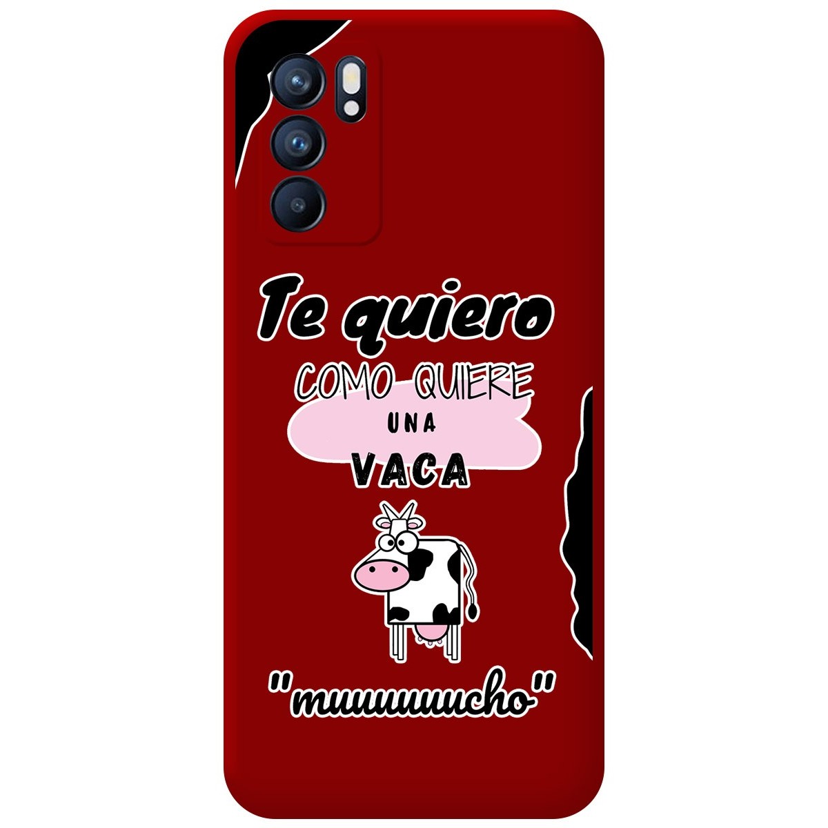 Funda Silicona Líquida Roja para Oppo Reno 6 5G diseño Vaca Dibujos