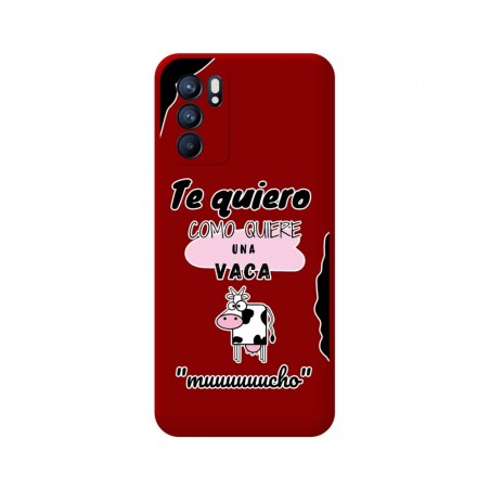 Funda Silicona Líquida Roja para Oppo Reno 6 5G diseño Vaca Dibujos