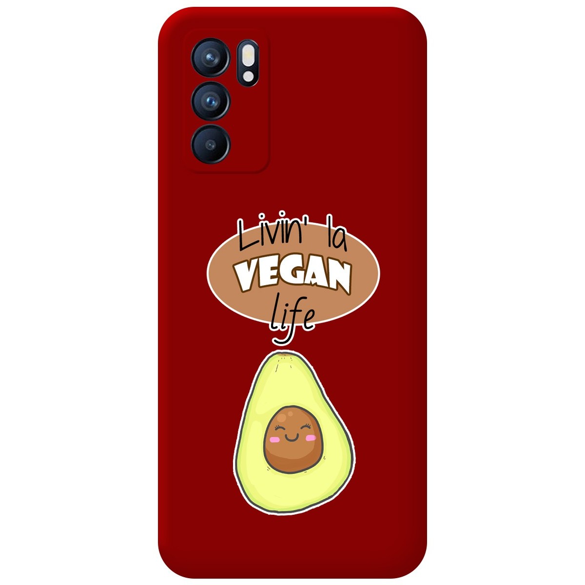 Funda Silicona Líquida Roja para Oppo Reno 6 5G diseño Vegan Life Dibujos