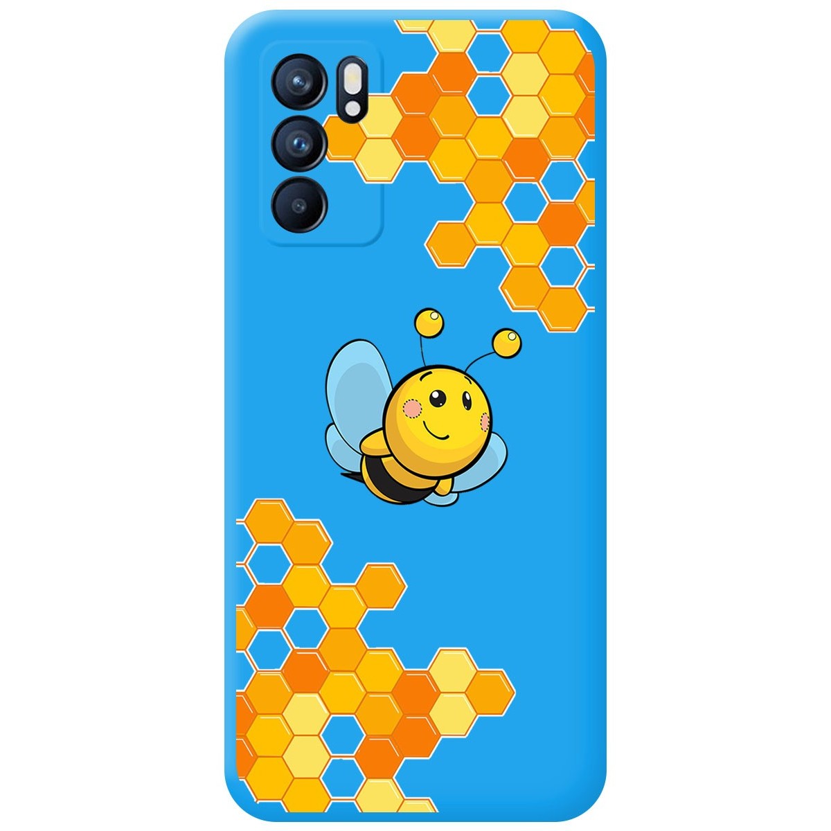 Funda Silicona Líquida Azul para Oppo Reno 6 5G diseño Abeja Dibujos