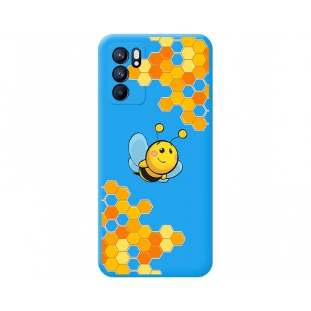 Funda Silicona Líquida Azul para Oppo Reno 6 5G diseño Abeja Dibujos