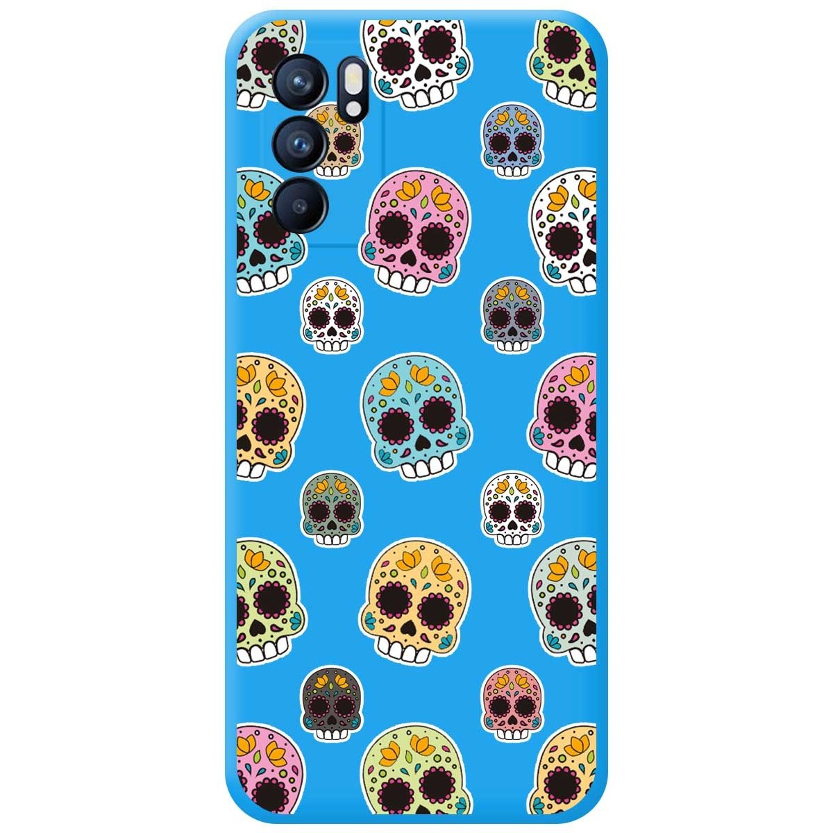 Funda Silicona Líquida Azul para Oppo Reno 6 5G diseño Catrina Dibujos